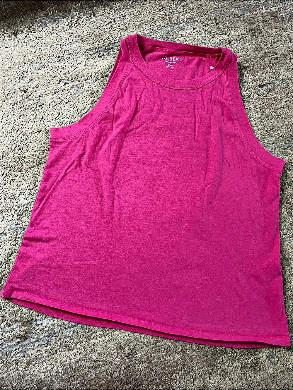 J.Crew High-neck Tank Top Organic Slub Cotton Fuchsia Pink  Sleeveless: XXL